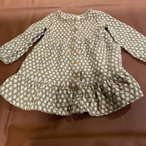 Wonder Nation Green and White Ruffled Babydoll Dress